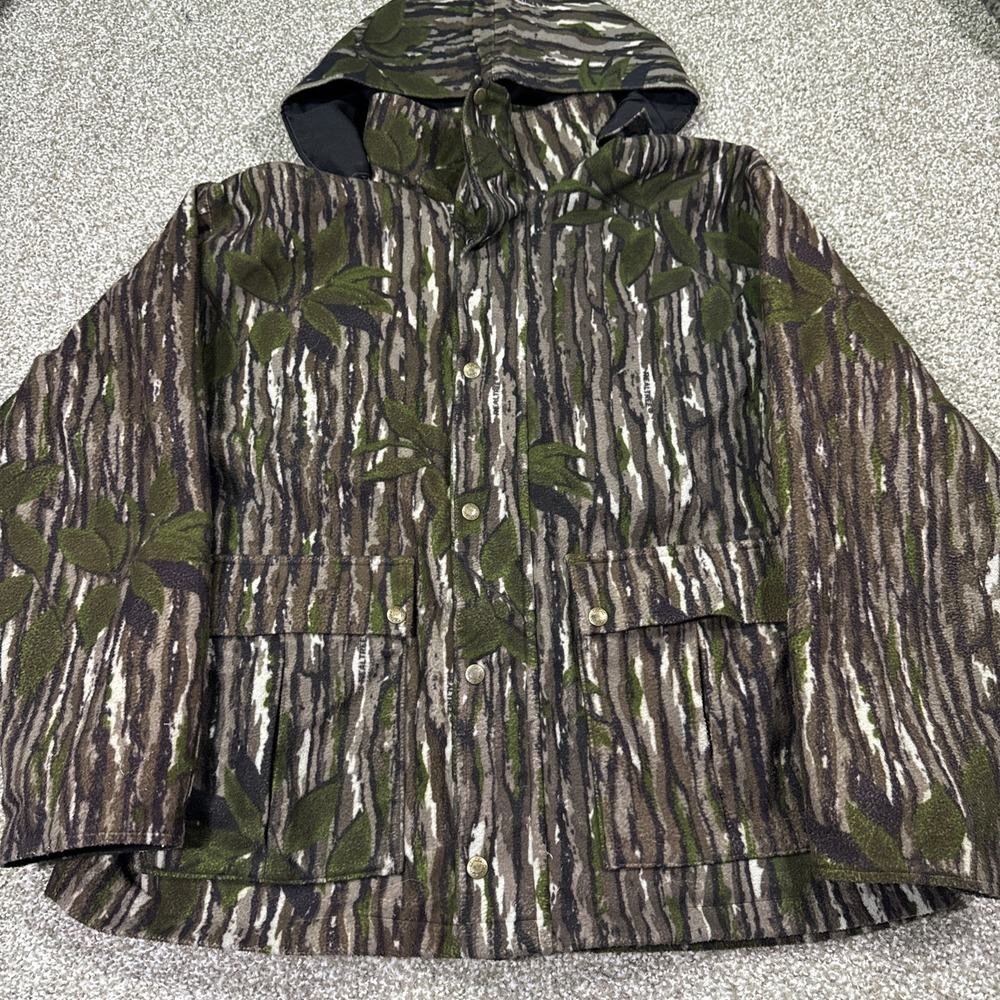 Cabelas Dry Plus Camo Realtree USA Made Hunting Jacket Rare Large 80s With Hood